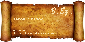 Bakos Szidor névjegykártya